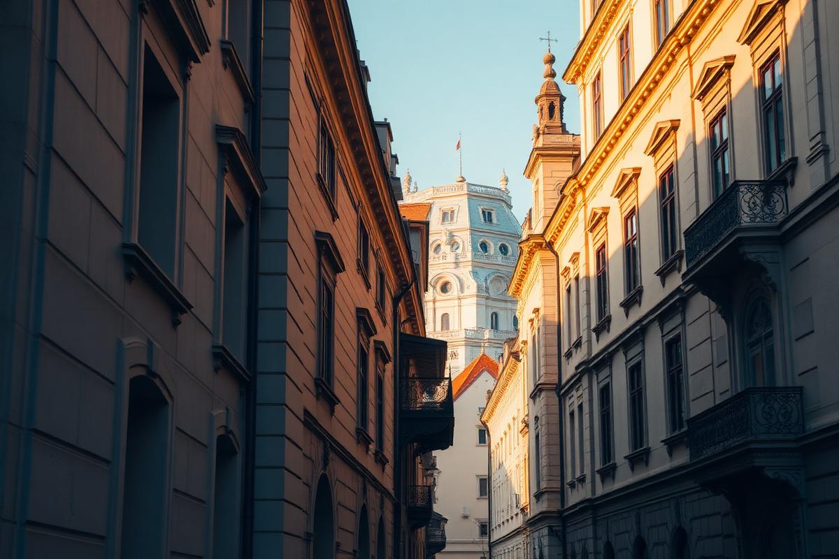 Historická architektura v centru Prahy poblíž kanceláře Byrtus & Novák